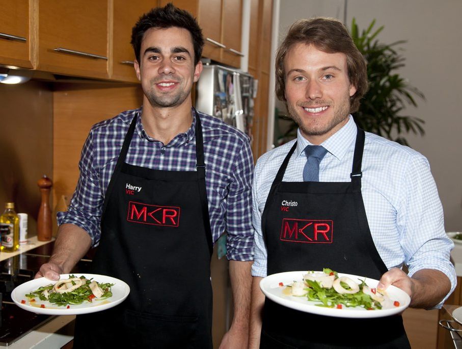 Harry and Christo pictured with their calamari entree.