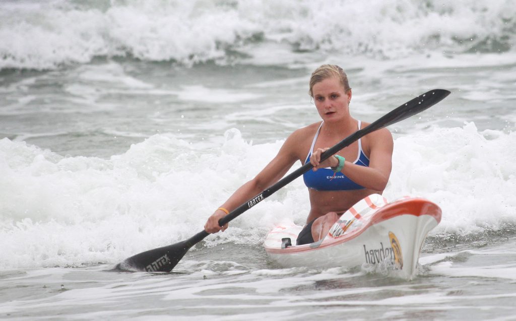 Image for sale: Ironwoman Alyssa Bull catches the wave of the day at Alexandra Headland. Photo: Brett Wortman / Sunshine Coast Daily