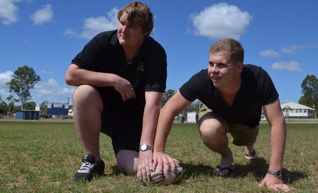 Jake Jackson and James Webb will line up for the Stags against Oakey in a practice game tomorrow. Photo Troy Kippen / South Burnett Times Jake Jackson and James Webb will line up for the Stags against Oakey in a practice game tomorrow. Photo Troy Kippen / South Burnett Times