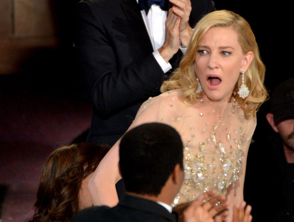 Cate Blanchett reacts after winning the award for best actress in a leading role for Blue Jasmine. Cate Blanchett reacts after winning the award for best actress in a leading role for Blue Jasmine.