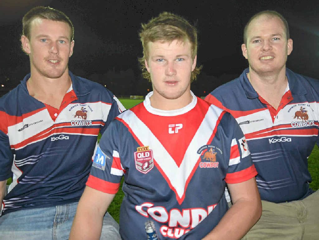 The Bradfield brothers – Jarred, Joel and Jason – after their first game together. The Bradfield brothers – Jarred, Joel and Jason – after their first game together.