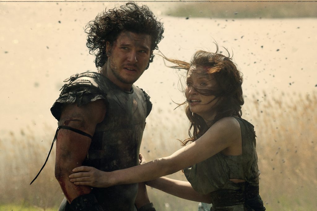 Young love: Harington and Browning in a scene from Pompeii. Young love: Harington and Browning in a scene from Pompeii.