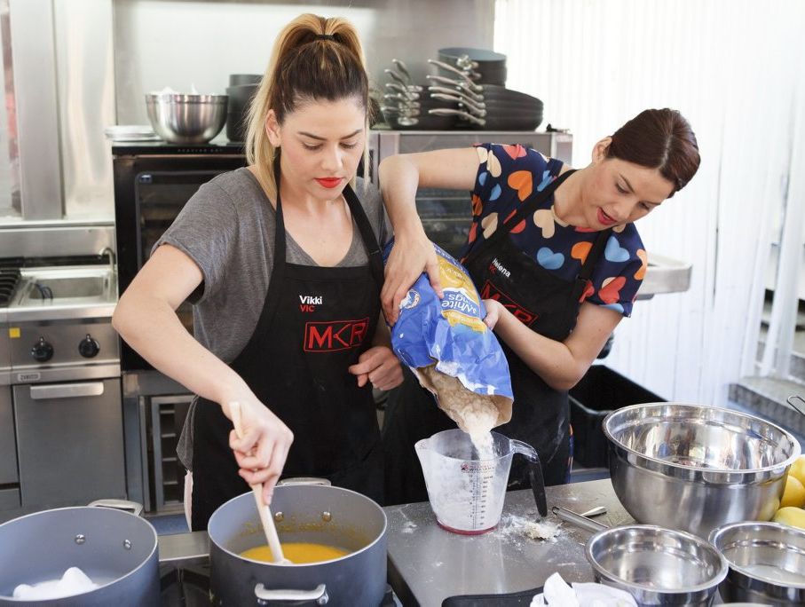 Vikki and Helena preparing their dessert in tonight's challenge. 