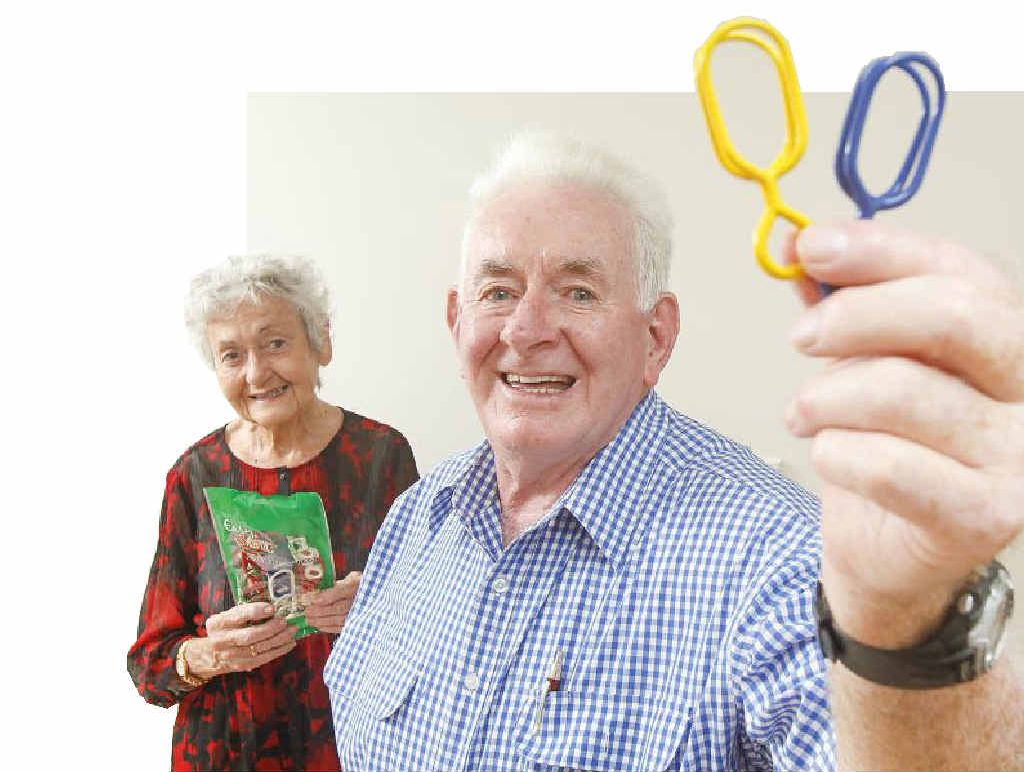 STRONG: Fern and Don Adams, of South Grafton, with their pegs. Photo: Adam Hourigan STRONG: Fern and Don Adams, of South Grafton, with their pegs. Photo: Adam Hourigan