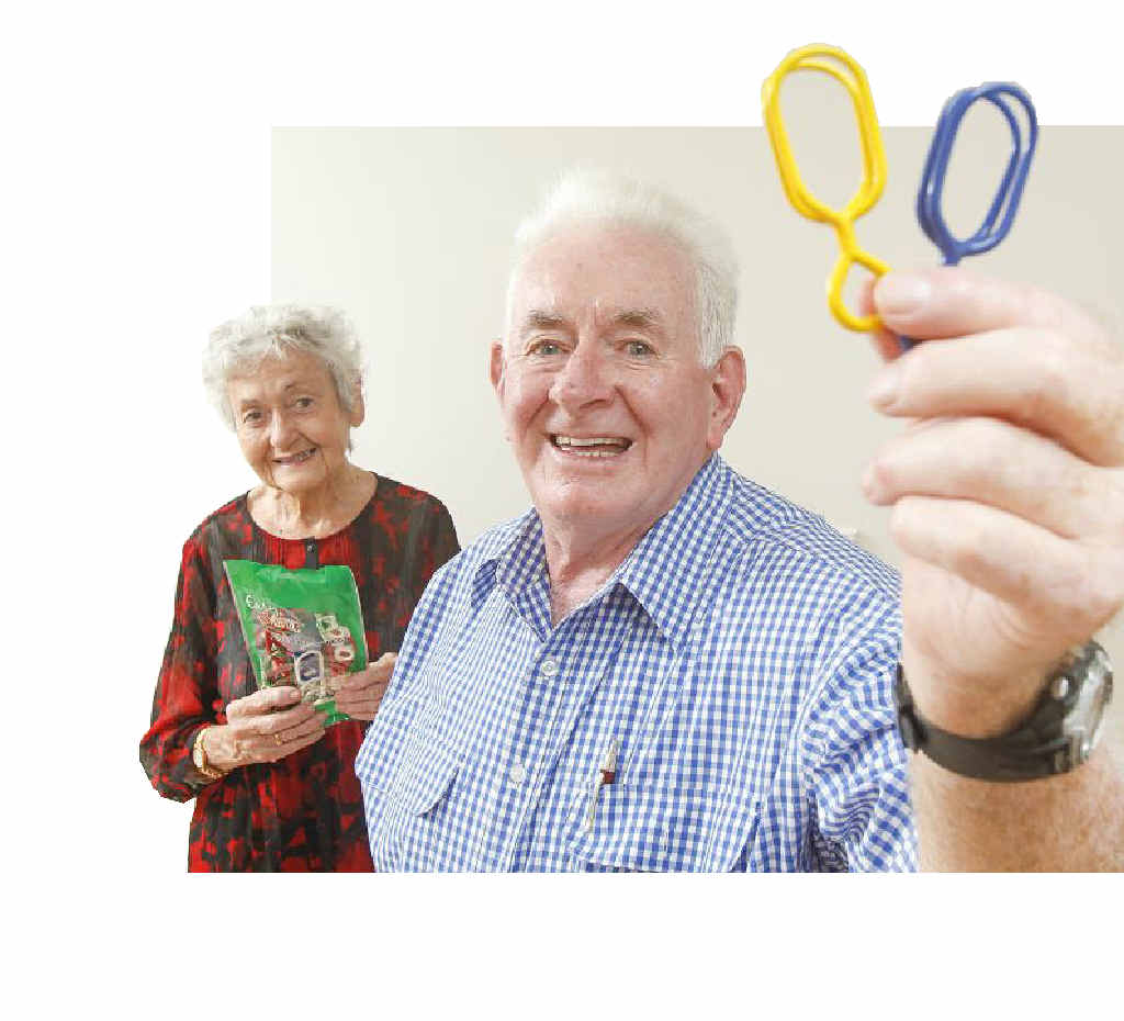 STRONG: Fern and Don Adams, of South Grafton, with their pegs. Photo: Adam Hourigan STRONG: Fern and Don Adams, of South Grafton, with their pegs. Photo: Adam Hourigan