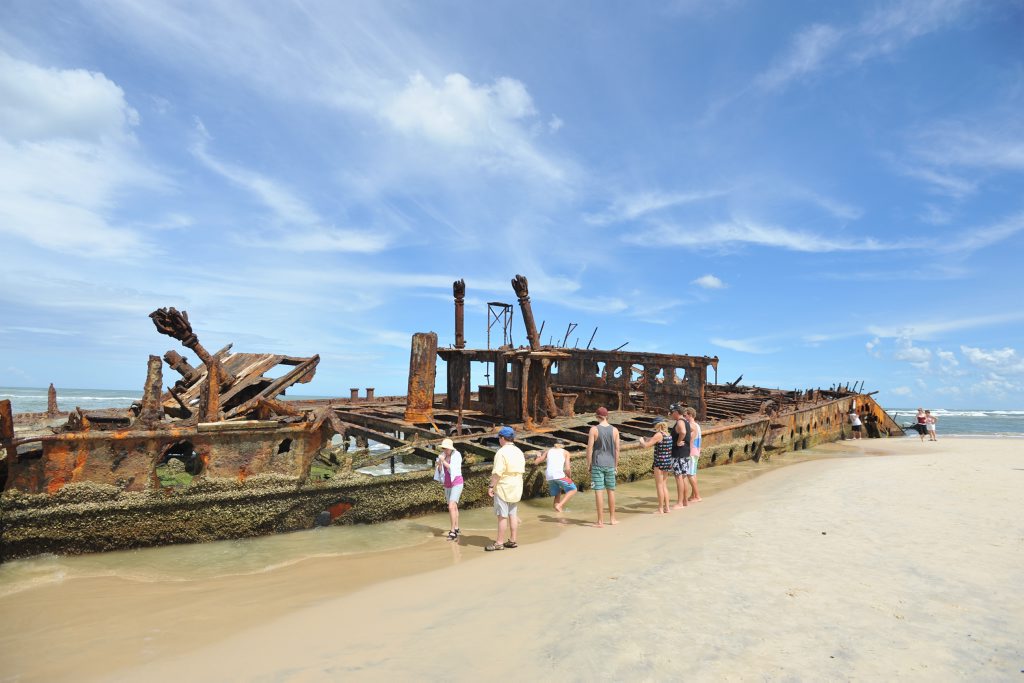 The wreck of the Maheno on Fraser Island. The wreck of the Maheno on Fraser Island.