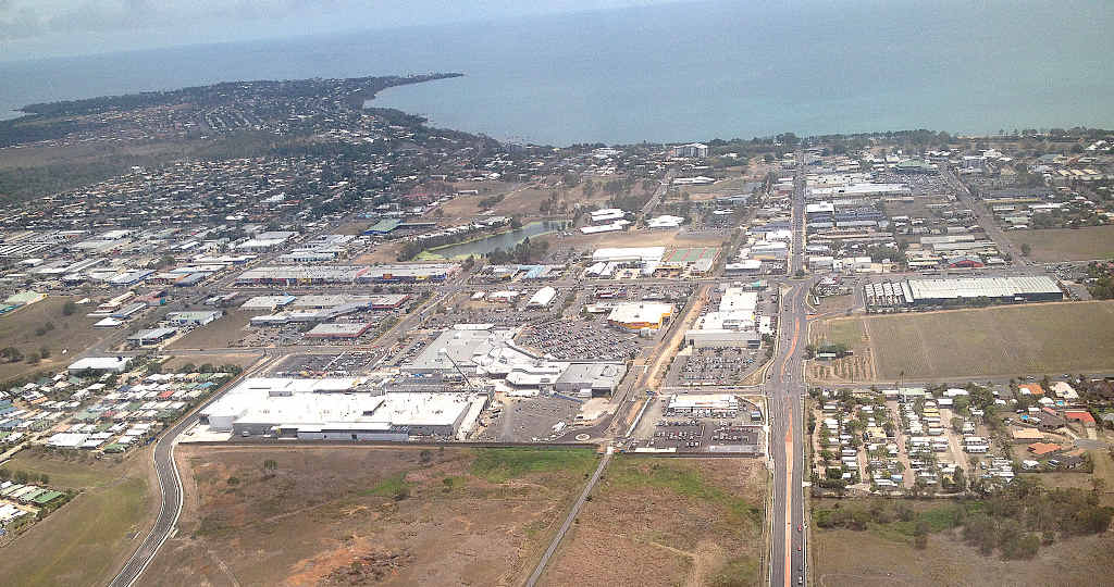 An aerial shot of work on the new Stockland Shopping Centre expansion in Hervey Bay. An aerial shot of work on the new Stockland Shopping Centre expansion in Hervey Bay.