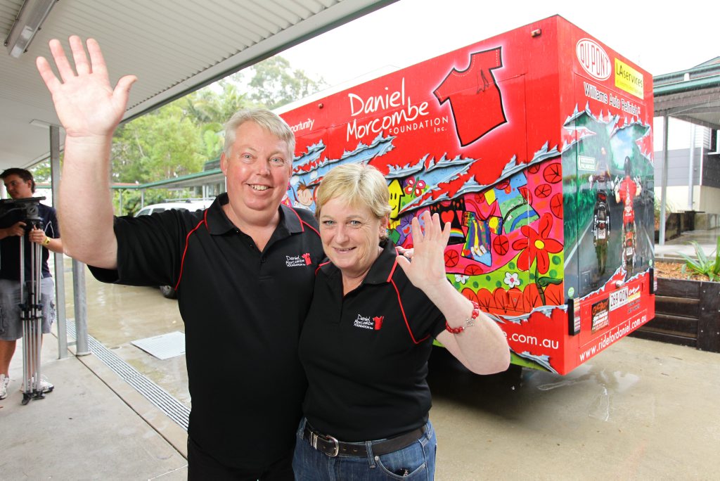 Bruce and Denise Morcombe start a Child Safety road trip of Queensland at Woombye State Primary School. Bruce and Denise Morcombe start a Child Safety road trip of Queensland at Woombye State Primary School.