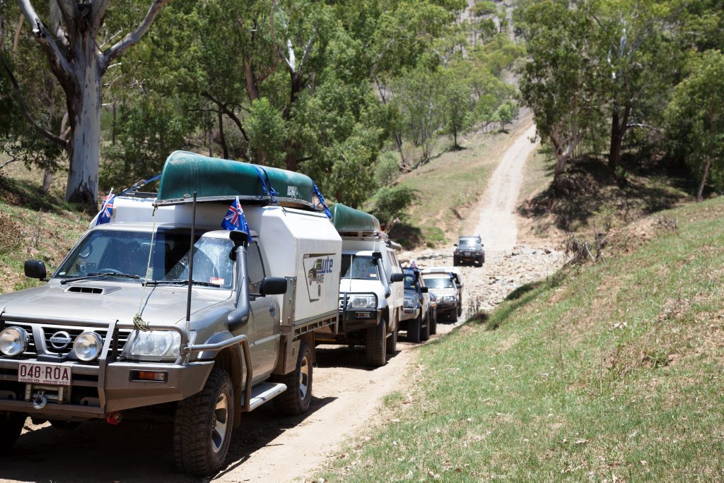 A convoy from the Mackay Landrover Club makes a crossing during an expedition in the hinterland. Photo Contributed A convoy from the Mackay Landrover Club makes a crossing during an expedition in the hinterland. Photo Contributed