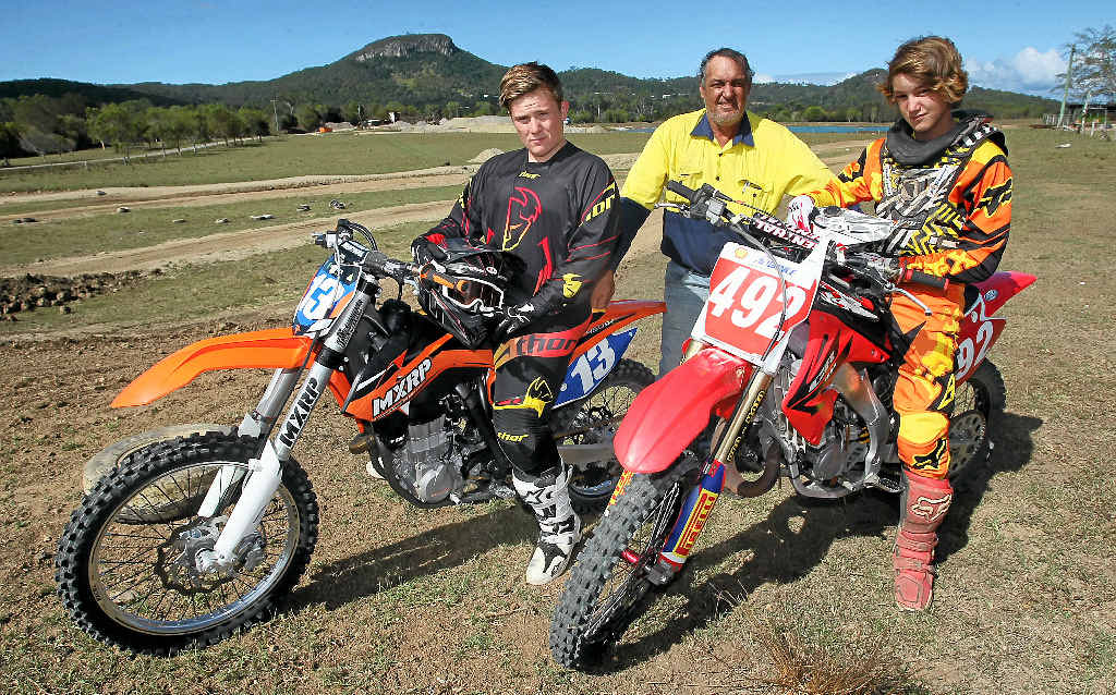 BRING IT ON: Brian Cordwell and riders Zak Brown (left) and Jonathan Cordwell are excited about the motocross facility. BRING IT ON: Brian Cordwell and riders Zak Brown (left) and Jonathan Cordwell are excited about the motocross facility.
