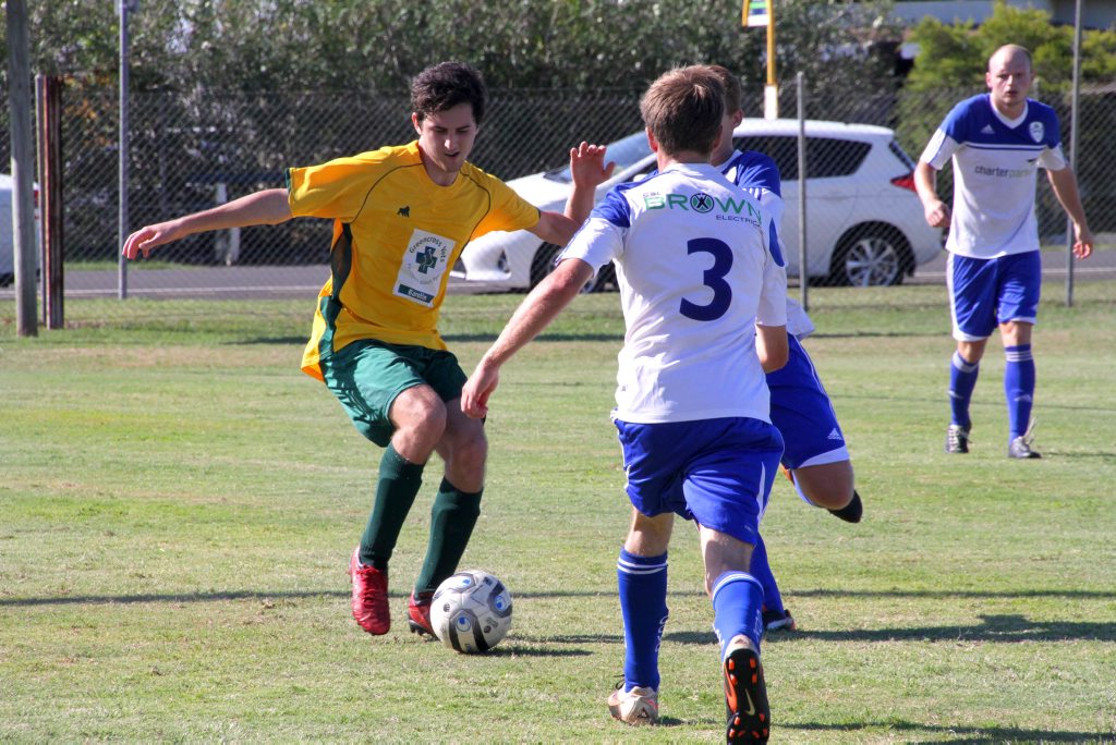 DIVISION ONE: Diggers Football Club player Hayden Sharp in action at Martens Oval. Photo: Zach Hogg / NewsMail DIVISION ONE: Diggers Football Club player Hayden Sharp in action at Martens Oval. Photo: Zach Hogg / NewsMail