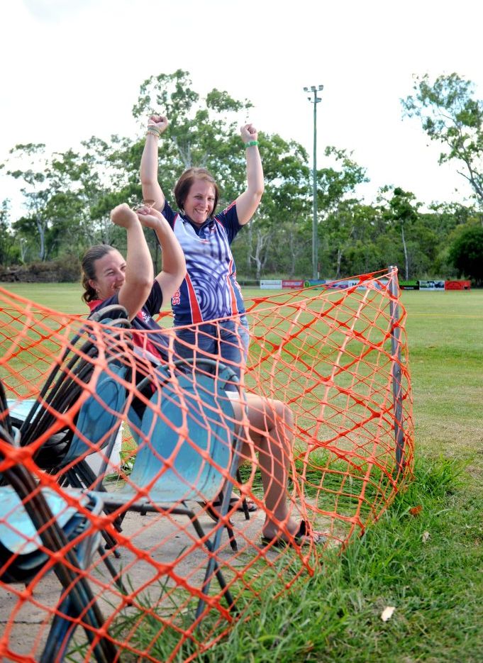 Calliope Roosters Football Club secretary Kerrie Vallis and treasurer Katherine Stringer (left) were ecstatic at the news they would be receiving new goal posts and grand stands for this football season. Calliope Roosters Football Club secretary Kerrie Vallis and treasurer Katherine Stringer (left) were ecstatic at the news they would be receiving new goal posts and grand stands for this football season.