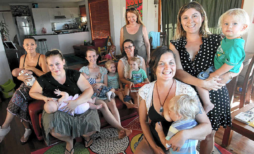 UNITED FRONT: Lactation consultant Meg Nagle (right) from The Milk Meg, and members of an online breastfeeding support community gather in support of breastfeeding in public. UNITED FRONT: Lactation consultant Meg Nagle (right) from The Milk Meg, and members of an online breastfeeding support community gather in support of breastfeeding in public.