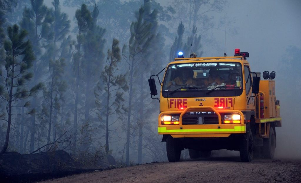 Emergency services on their way to a fire burning in Tuan Forest near Maryborough. Emergency services on their way to a fire burning in Tuan Forest near Maryborough.
