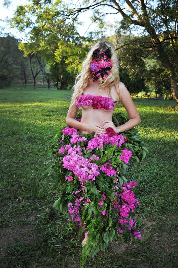 Model Christy Taylor, Julia Rose, of Sleepy Hollow, makes dresses using fresh flowers. (Make up Artist : Michael Huxley) Photo : Mireille Merlet-Shaw/The Northern Star Model Christy Taylor, Julia Rose, of Sleepy Hollow, makes dresses using fresh flowers. (Make up Artist : Michael Huxley) Photo : Mireille Merlet-Shaw/The Northern Star