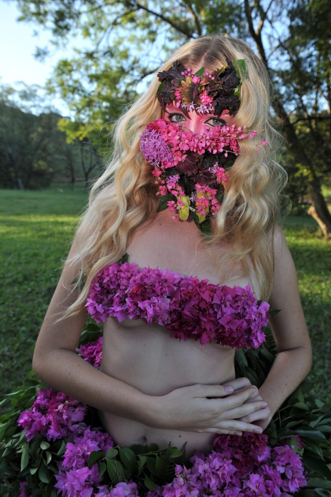 Model Christy Taylor, Julia Rose, of Sleepy Hollow, makes dresses using fresh flowers. (Make up Artist : Michael Huxley) Photo : Mireille Merlet-Shaw/The Northern Star Model Christy Taylor, Julia Rose, of Sleepy Hollow, makes dresses using fresh flowers. (Make up Artist : Michael Huxley) Photo : Mireille Merlet-Shaw/The Northern Star