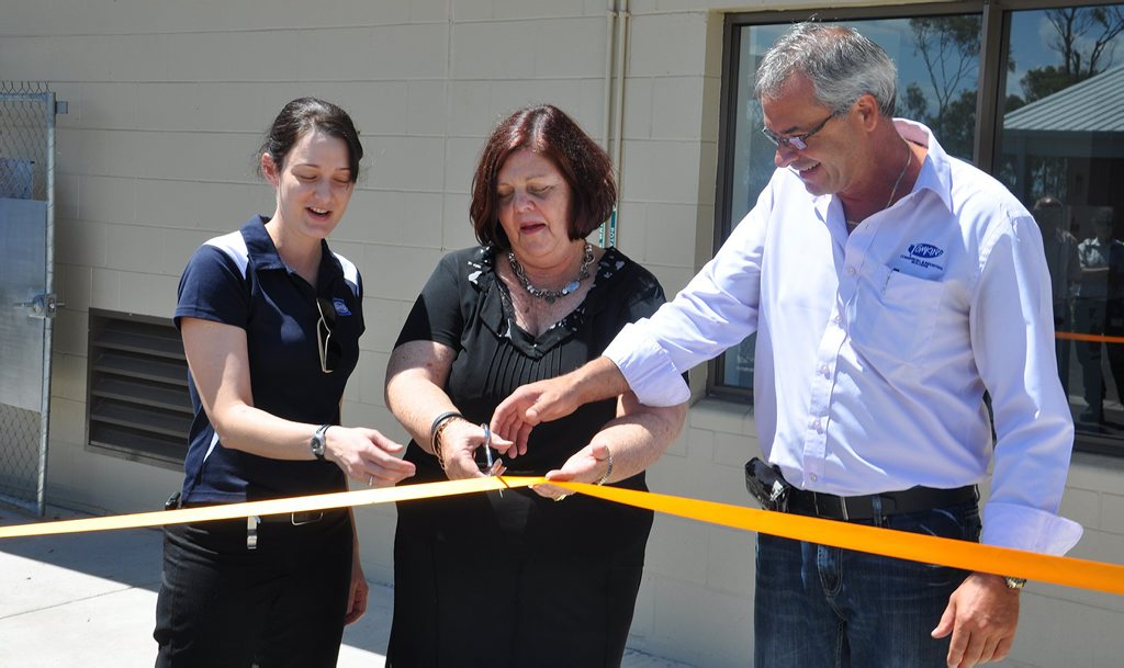GHD Project Manager Rebecca Orr, Gladstone Region Mayor Gail Sellers and Tomkins Project Manager Peter Abood officially open the Gladstone Regional Council Animal Pound at Callemondah. Photo Contributed GHD Project Manager Rebecca Orr, Gladstone Region Mayor Gail Sellers and Tomkins Project Manager Peter Abood officially open the Gladstone Regional Council Animal Pound at Callemondah. Photo Contributed