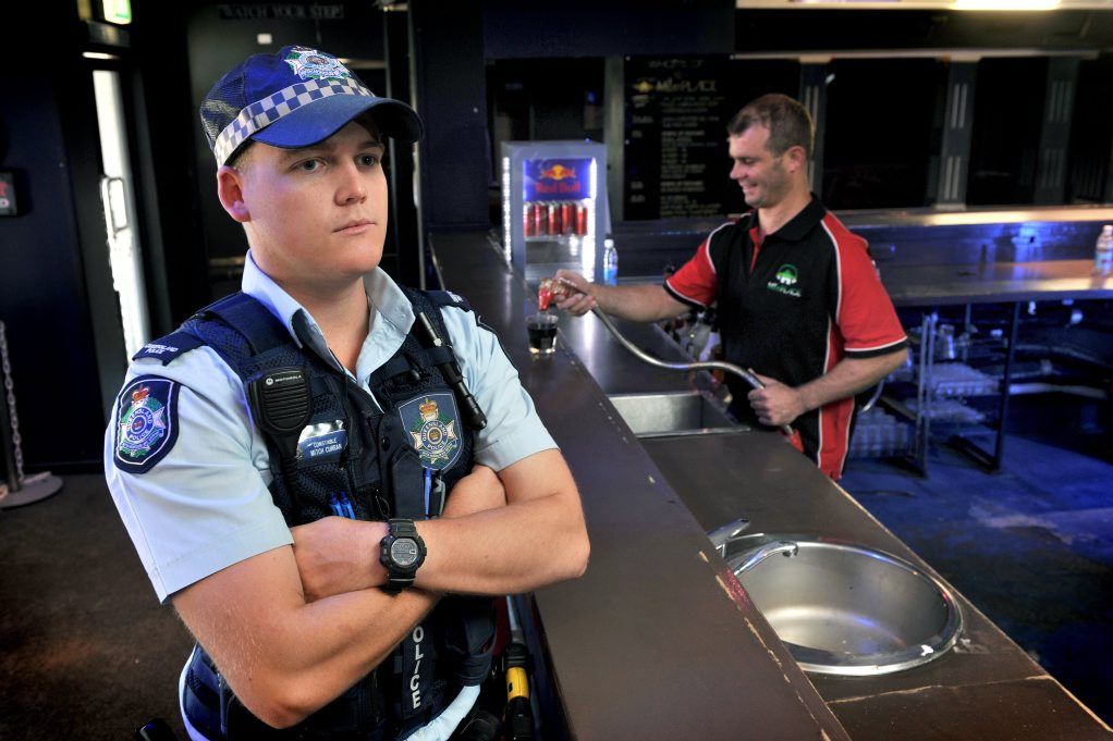 Gladstone police constable Mitch Curran with MIe Place nightclub owner Aodhan McCann, who welcomes State Government proposals to ensure safer nights out in Gladstone. Gladstone police constable Mitch Curran with MIe Place nightclub owner Aodhan McCann, who welcomes State Government proposals to ensure safer nights out in Gladstone.