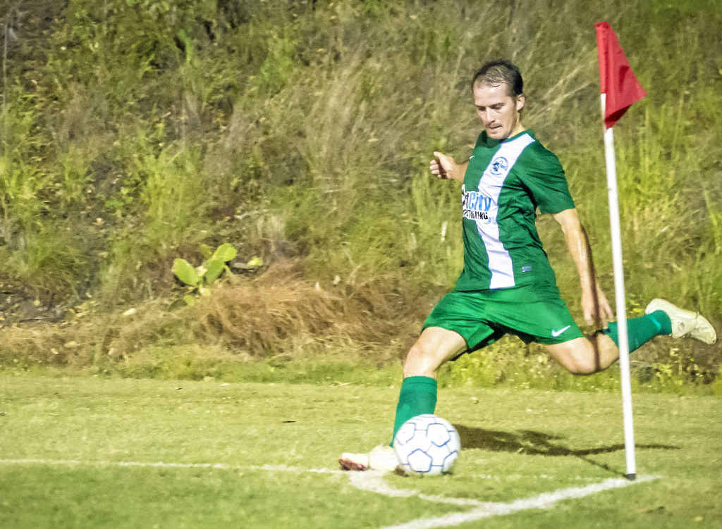 Clinton’s Mitch Innocend during the FFA Cup Tie between Clinton and the CQ Mariners at Brian Nivan Park. Clinton’s Mitch Innocend during the FFA Cup Tie between Clinton and the CQ Mariners at Brian Nivan Park.