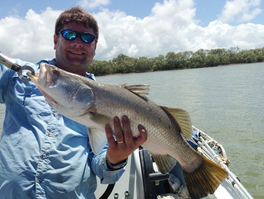 Daniel Spyve with a 65cm barra from Coorooman Creek, caught on a live mullet. Photo Contributed Daniel Spyve with a 65cm barra from Coorooman Creek, caught on a live mullet. Photo Contributed