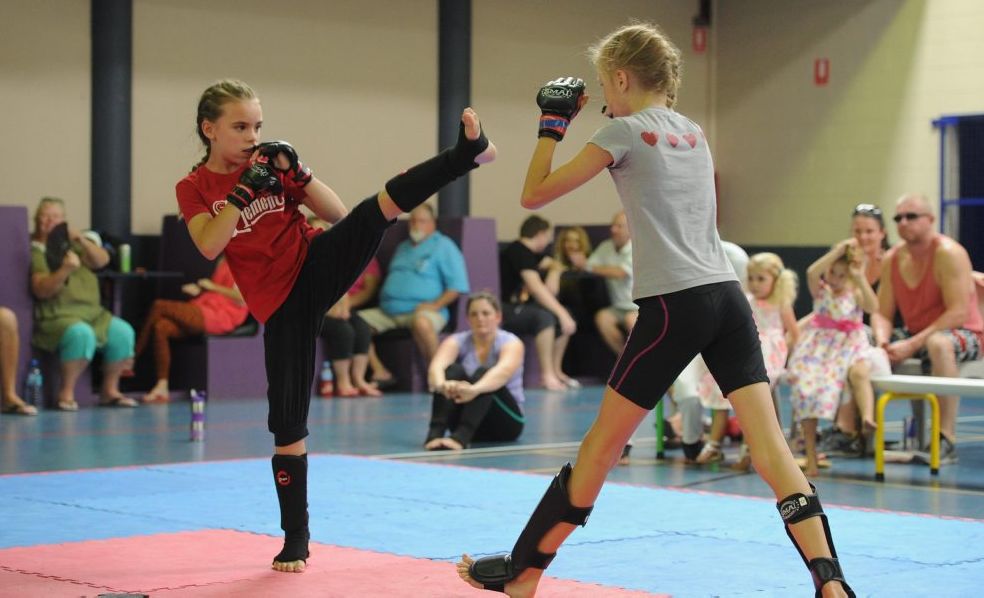 FIGHTER SKILLS: Check out a martial arts challenge at the Hervey Bay PCYC this Saturday. Pictured is Harmony Irvin,10, and Portia Crawford,12, pack in 2014. File picture. FIGHTER SKILLS: Check out a martial arts challenge at the Hervey Bay PCYC this Saturday. Pictured is Harmony Irvin,10, and Portia Crawford,12, pack in 2014. File picture.