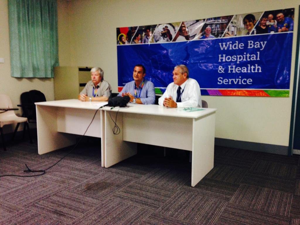 Wide Bay Hospital and Health Service CEO Adrian Pennington has confirmed Legionella bacteria has been found in Hervey Bay Hospital. Wide Bay Hospital and Health Service CEO Adrian Pennington has confirmed Legionella bacteria has been found in Hervey Bay Hospital.