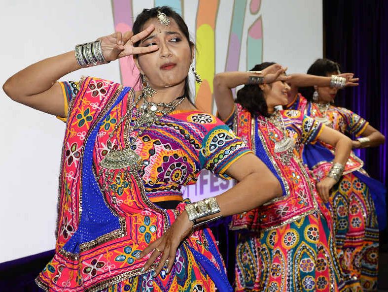COLOURFUL LAUNCH: Bollywood Dhamaka gets the audience involved in Bollywood dance at the launch of the 2014 Ipswich Festival at UQ Ipswich.