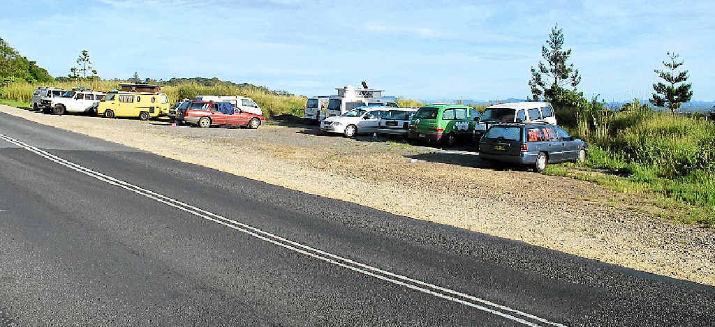 NEW CAMPING SITE: Thirteen vanpackers spent last Sunday night at the lookout on Bangalow Rd, overlooking Lilli Pilli. NEW CAMPING SITE: Thirteen vanpackers spent last Sunday night at the lookout on Bangalow Rd, overlooking Lilli Pilli.