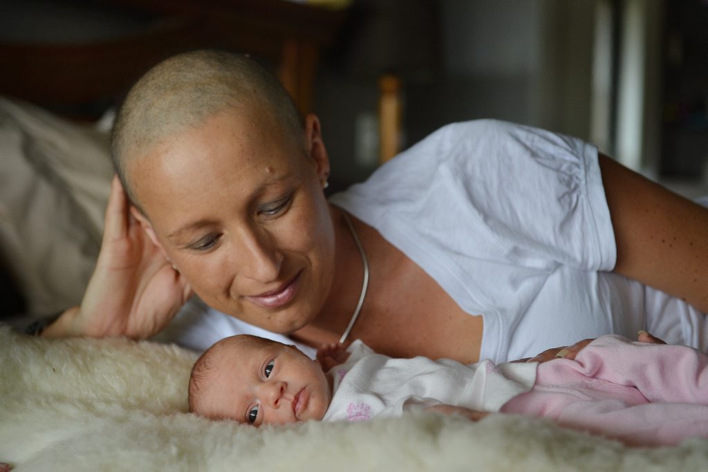 Leisa with new baby girl Billie Hehir in 2014. Leisa with new baby girl Billie Hehir in 2014.