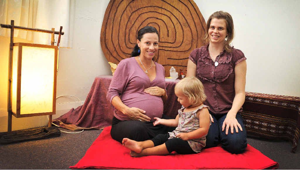 WELCOME HELP: Megan Lunow, expecting any day now, with her daughter Seren (20 months) and Doula Kirrah Holborn. WELCOME HELP: Megan Lunow, expecting any day now, with her daughter Seren (20 months) and Doula Kirrah Holborn.