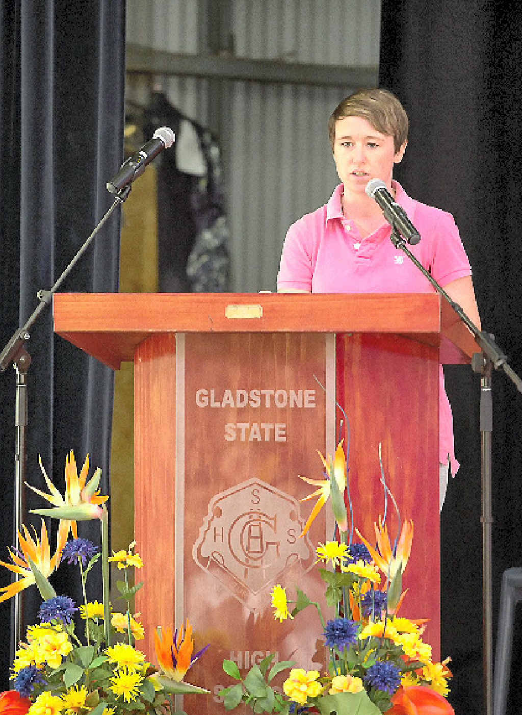 SPEAKING OUT: Gladstone State High School teacher Niamh O’Sullivan addressing the school on the National Day of Action Against Bullying and Violence. SPEAKING OUT: Gladstone State High School teacher Niamh O’Sullivan addressing the school on the National Day of Action Against Bullying and Violence.