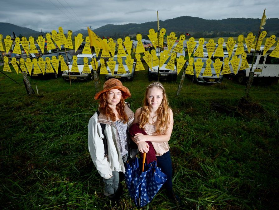 Alexandria Brown and Ayls Brown-Trout pictured at the bentley protest area. Photo Patrick Gorbunovs / The Northern Star Alexandria Brown and Ayls Brown-Trout pictured at the bentley protest area. Photo Patrick Gorbunovs / The Northern Star