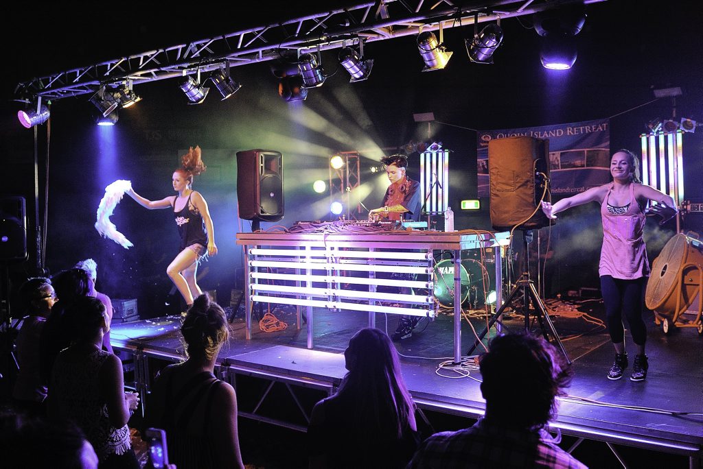 Ruby Rose on stage at Mardi Gras on Q at the PCYC.