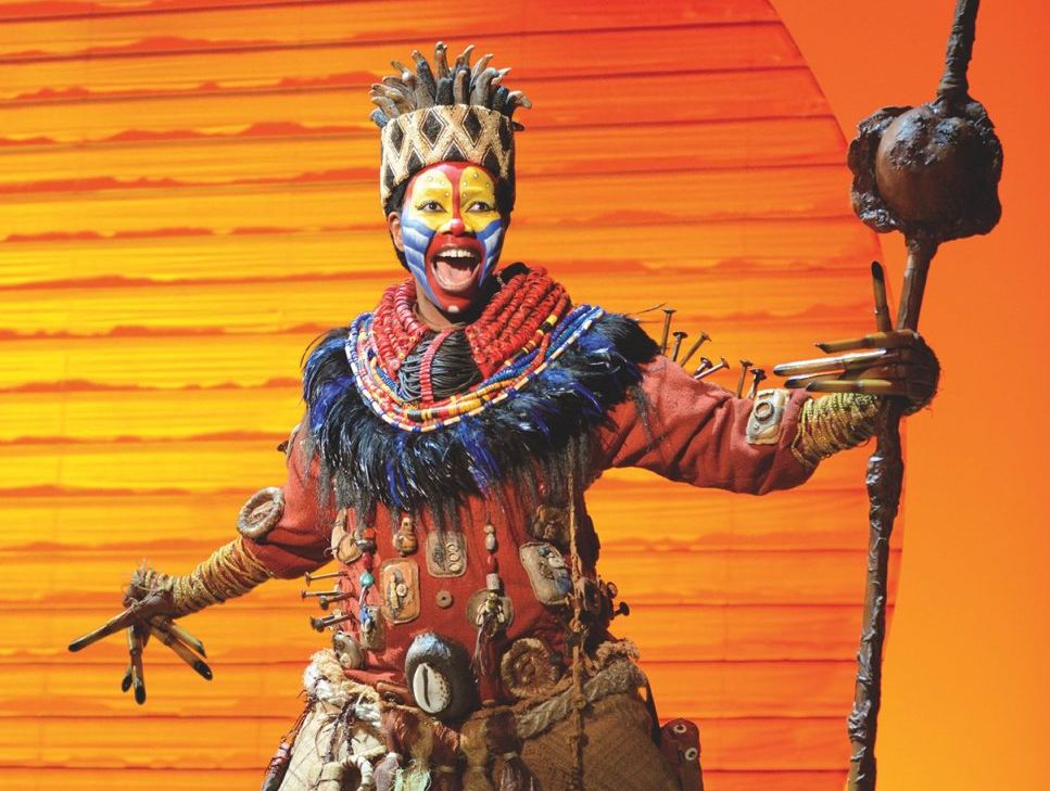 Buyi Zama as Rafiki in a scene from The Lion King. Buyi Zama as Rafiki in a scene from The Lion King.