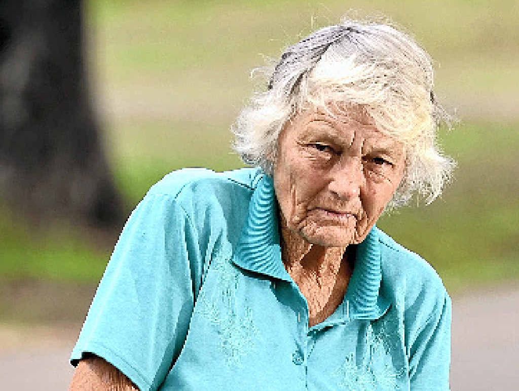 RIGHT: Widgee widow Betty Williams was not too happy with Gympie Regional Council after she spent last Thursday night unblocking the drain out front of her house with a rake and a chipping hoe. RIGHT: Widgee widow Betty Williams was not too happy with Gympie Regional Council after she spent last Thursday night unblocking the drain out front of her house with a rake and a chipping hoe.