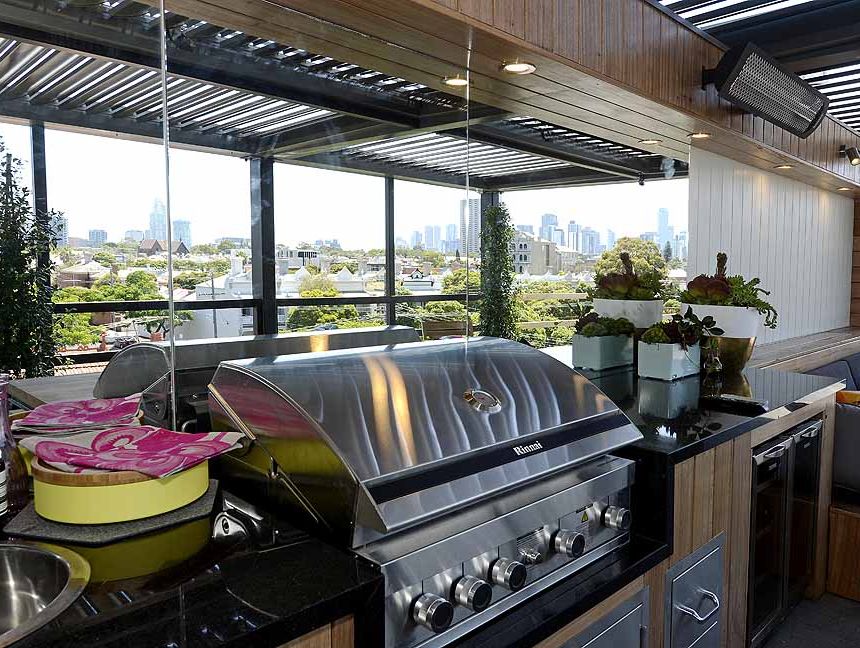 Kyal and Kara's winning rooftop terrace with Melbourne city views. Kyal and Kara's winning rooftop terrace with Melbourne city views.