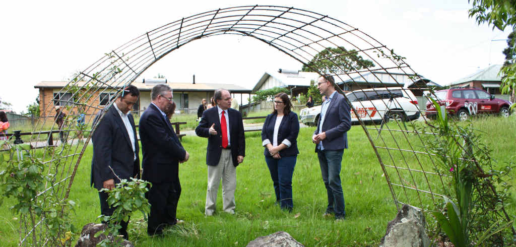 MEMBERS of the NSW Parliamentary Standing Committee on Law and Justice Shaougett Moselmane, Peter Primrose, Catherine Cusack, David Clarke (chairman), Sarah Mitchell and David Shoebridge view the memorial to Bowraville’s murdered children. Photos: Belinda Scott MEMBERS of the NSW Parliamentary Standing Committee on Law and Justice Shaougett Moselmane, Peter Primrose, Catherine Cusack, David Clarke (chairman), Sarah Mitchell and David Shoebridge view the memorial to Bowraville’s murdered children. Photos: Belinda Scott
