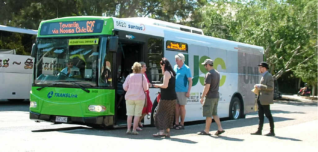 ALL ABOARD: The super-busy Noosa Parade bus stop. ALL ABOARD: The super-busy Noosa Parade bus stop.