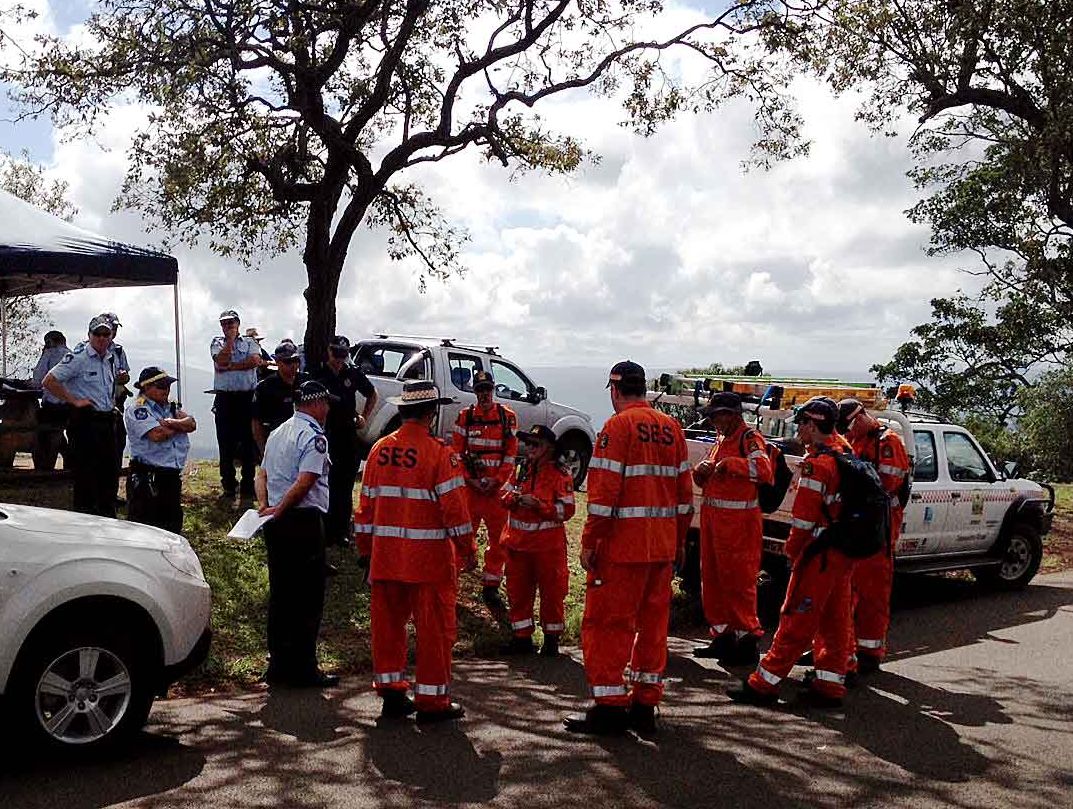 State Emergency Service volunteers and police prepare to resume a search for an elderly man missing in bushland near Toowoomba. State Emergency Service volunteers and police prepare to resume a search for an elderly man missing in bushland near Toowoomba.