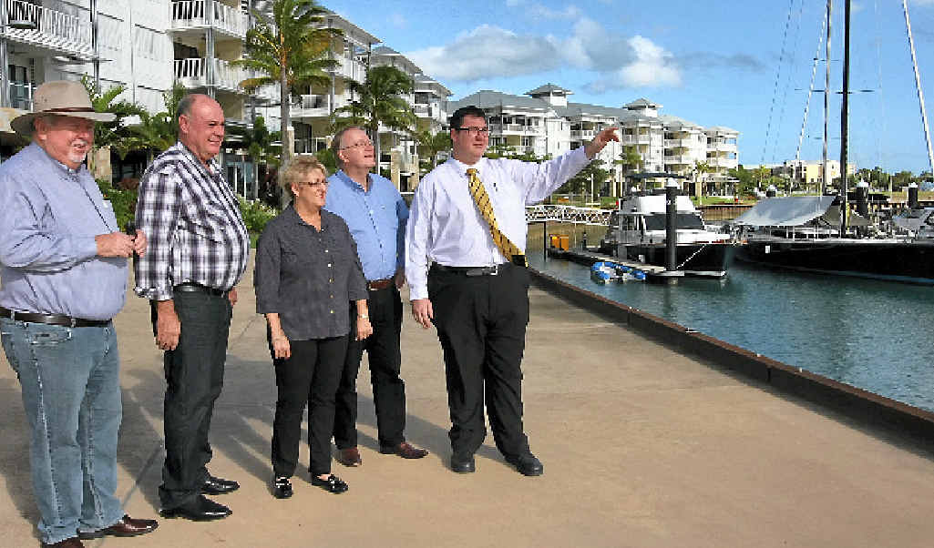 Dawson MP George Christensen (far right) presenting the Port of Airlie development to his federal colleagues and northern Australia committee members. Pictured from left to right are Senator Barry O’Sullivan, MP and committee chair Warren Entsch, MP Michelle Landry and Senator Ian MacDonald. Dawson MP George Christensen (far right) presenting the Port of Airlie development to his federal colleagues and northern Australia committee members. Pictured from left to right are Senator Barry O’Sullivan, MP and committee chair Warren Entsch, MP Michelle Landry and Senator Ian MacDonald.