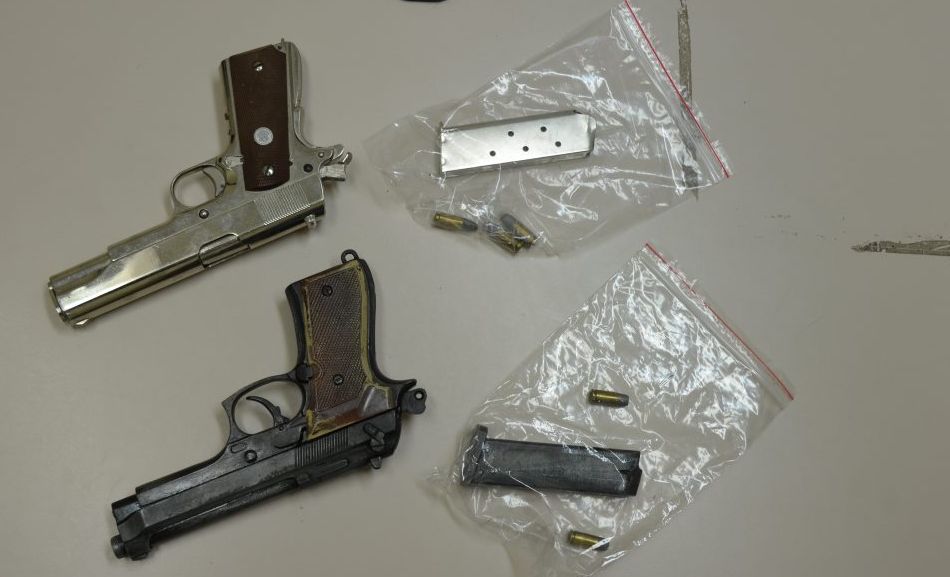 Two semi-automatic handguns were uncovered on an early morning raid in Nanango today. Two semi-automatic handguns were uncovered on an early morning raid in Nanango today.