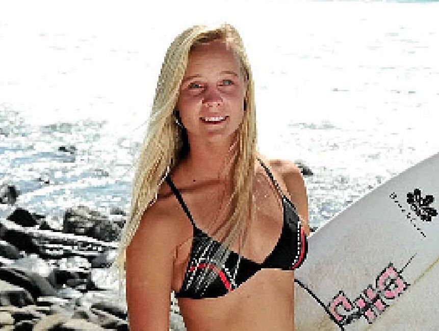 TSUNAMI SCARE: Isabella Nichols and Laura Poncini (inset) are off to the world junior surf titles in Ecuador. TSUNAMI SCARE: Isabella Nichols and Laura Poncini (inset) are off to the world junior surf titles in Ecuador.