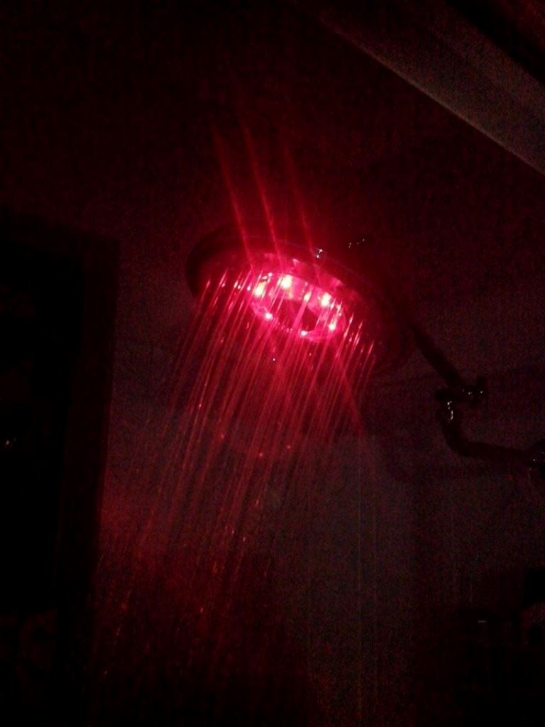 A Shower head that glows red when the temperature is hot A Shower head that glows red when the temperature is hot