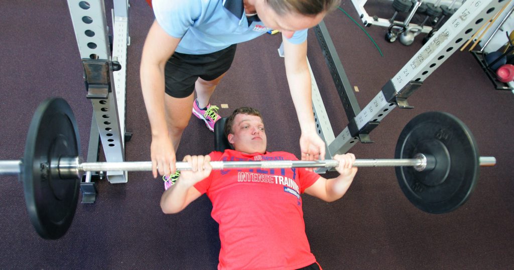 Matthew Barnes regularly goes to the gym to strenghthen his airways and muscles after being born with a medical problem. Photo: Chris Ison / The Morning Bulletin Matthew Barnes regularly goes to the gym to strenghthen his airways and muscles after being born with a medical problem. Photo: Chris Ison / The Morning Bulletin