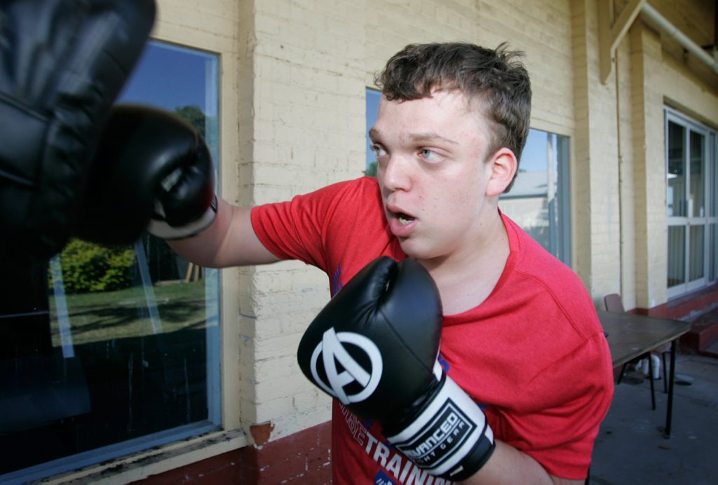 Matthew Barnes regularly goes to the gym to strenghthen his airways and muscles after being born with a medical problem. Photo: Chris Ison / The Morning Bulletin Matthew Barnes regularly goes to the gym to strenghthen his airways and muscles after being born with a medical problem. Photo: Chris Ison / The Morning Bulletin
