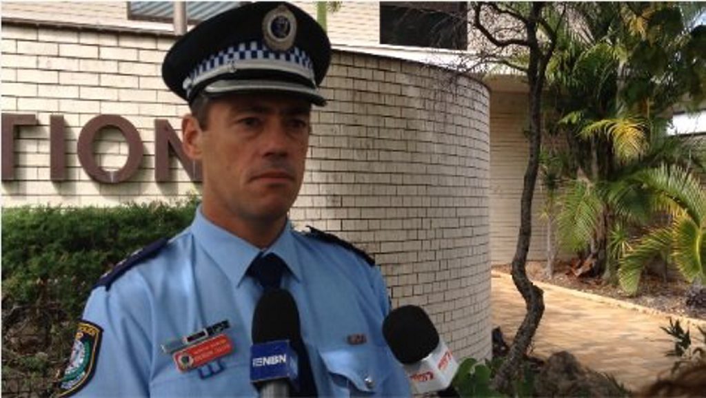 Tweed Byron LAC crime manager Detecive Inspector Brendon Cullen speaking outside Tweed Heads Police Station on Monday.