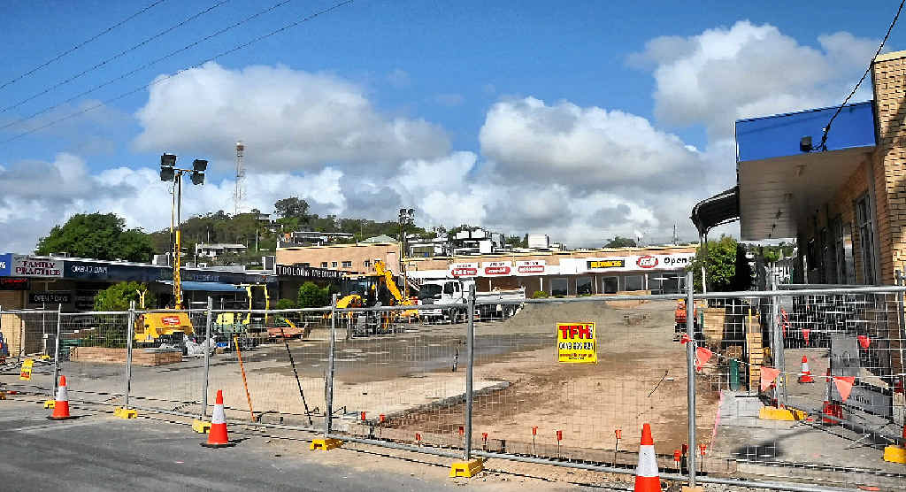 Toolooa St car park was closed for sewerage pipe repairs on Thursday and Friday after a pipe collapsed. Shops remain open. Toolooa St car park was closed for sewerage pipe repairs on Thursday and Friday after a pipe collapsed. Shops remain open.