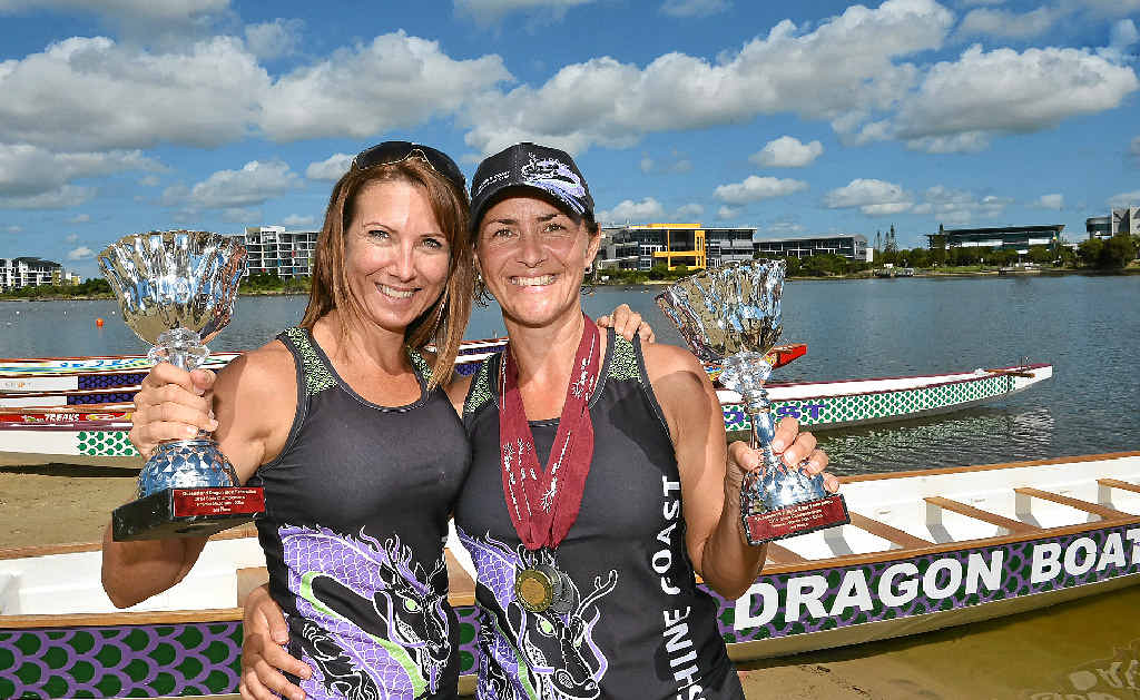 PREPARATION COMPLETE: Pictured at Lake Kawana yesterday, Sunshine Coast paddlers Kat Vettik and Hannah Mildner will be hoping they can add to their trophy cabinet at the Australian Dragon Boat Championships from April 15–20. PREPARATION COMPLETE: Pictured at Lake Kawana yesterday, Sunshine Coast paddlers Kat Vettik and Hannah Mildner will be hoping they can add to their trophy cabinet at the Australian Dragon Boat Championships from April 15–20.