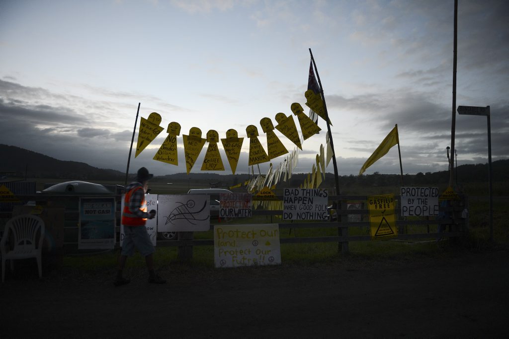 Monday morning at the Bentley Blockade. Photo : Mireille Merlet-Shaw/The Northern Star Monday morning at the Bentley Blockade. Photo : Mireille Merlet-Shaw/The Northern Star