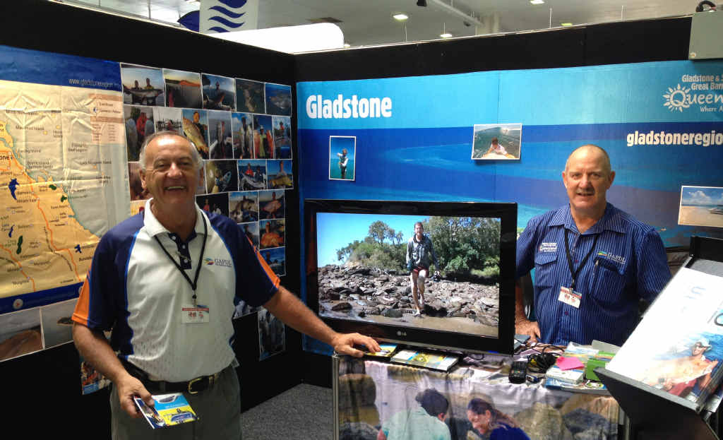 Glenn Churchill and Greg Realf, from GAPDL, ready for action at the Brisbane Tinny, Tackle and 4x4 Show. Glenn Churchill and Greg Realf, from GAPDL, ready for action at the Brisbane Tinny, Tackle and 4x4 Show.